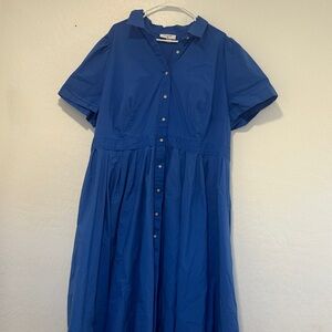 Alexis Royal Blue Blouse women’s plus size 3X short sleeve button collar cotton